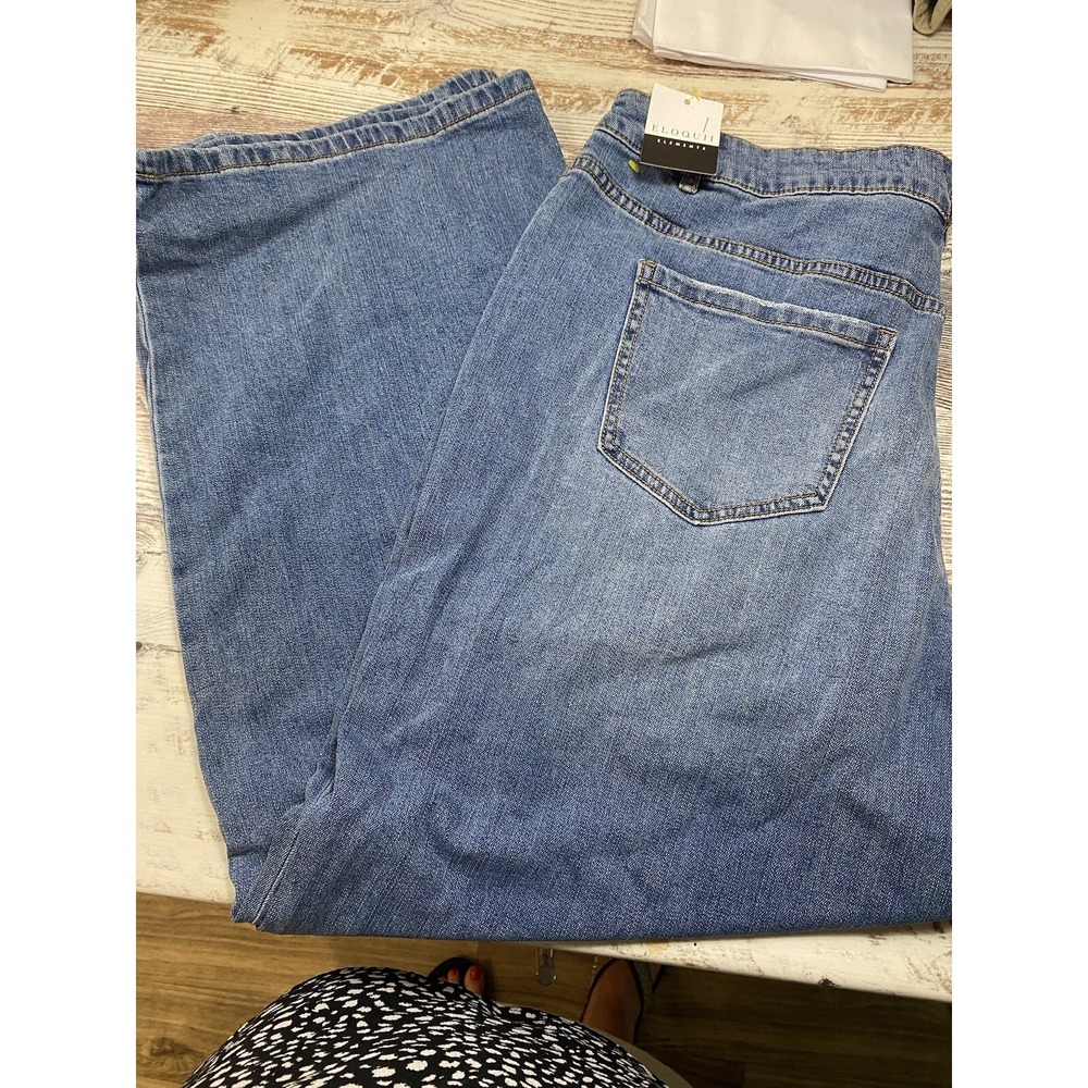 Eloquii Elements Plus Size Super Wide Leg Jeans Blue Denim 18 NWT